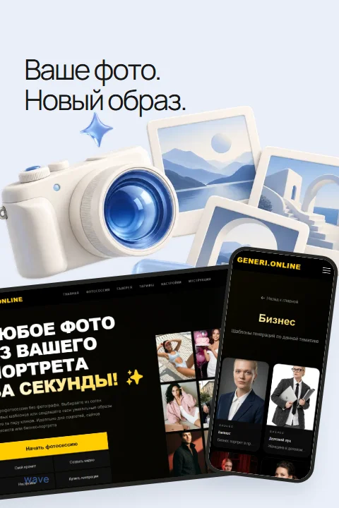 Generi: каталог нейрофотосессий на компьютере и телефоне